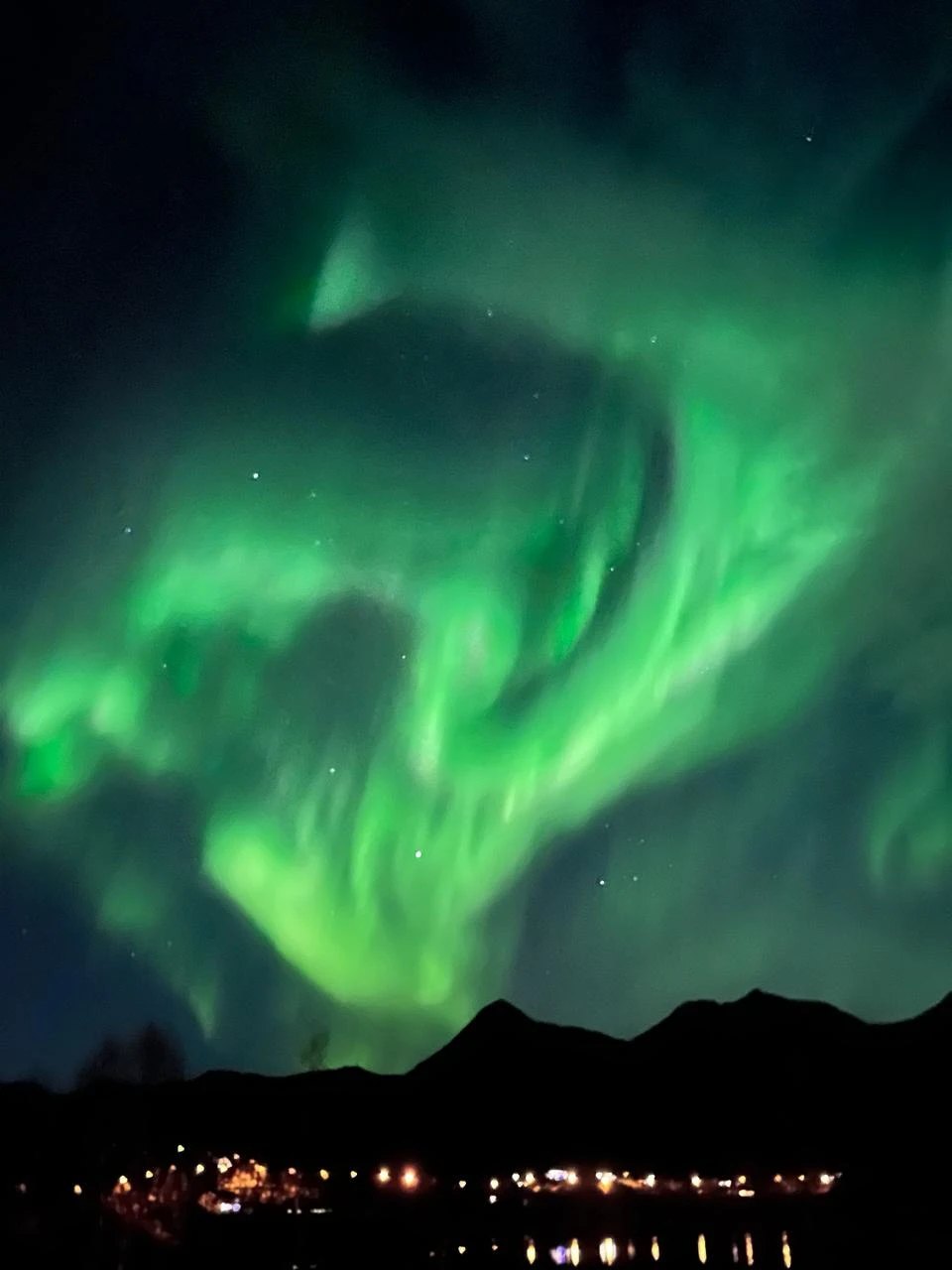 Nordlichter über dem Fjord